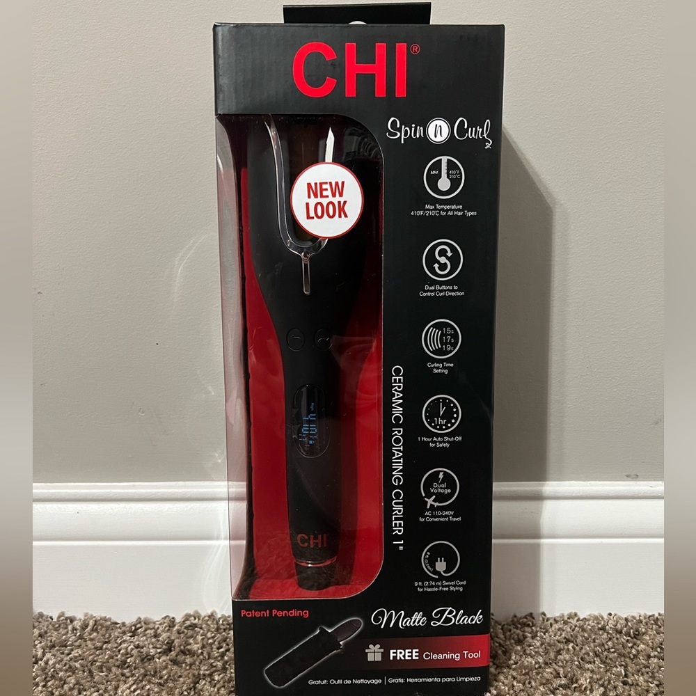 NWT Chi Spin n Curl Matte Black